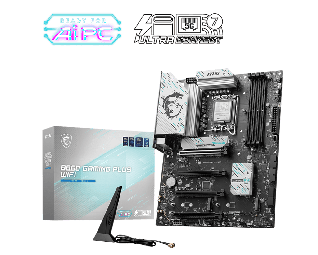 Материнская плата MSI B860 GAMING PLUS WIFI LGA1851 4xDDR5 4xSATA3 RAID 3xM.2 HDMI DP Type-C ATX