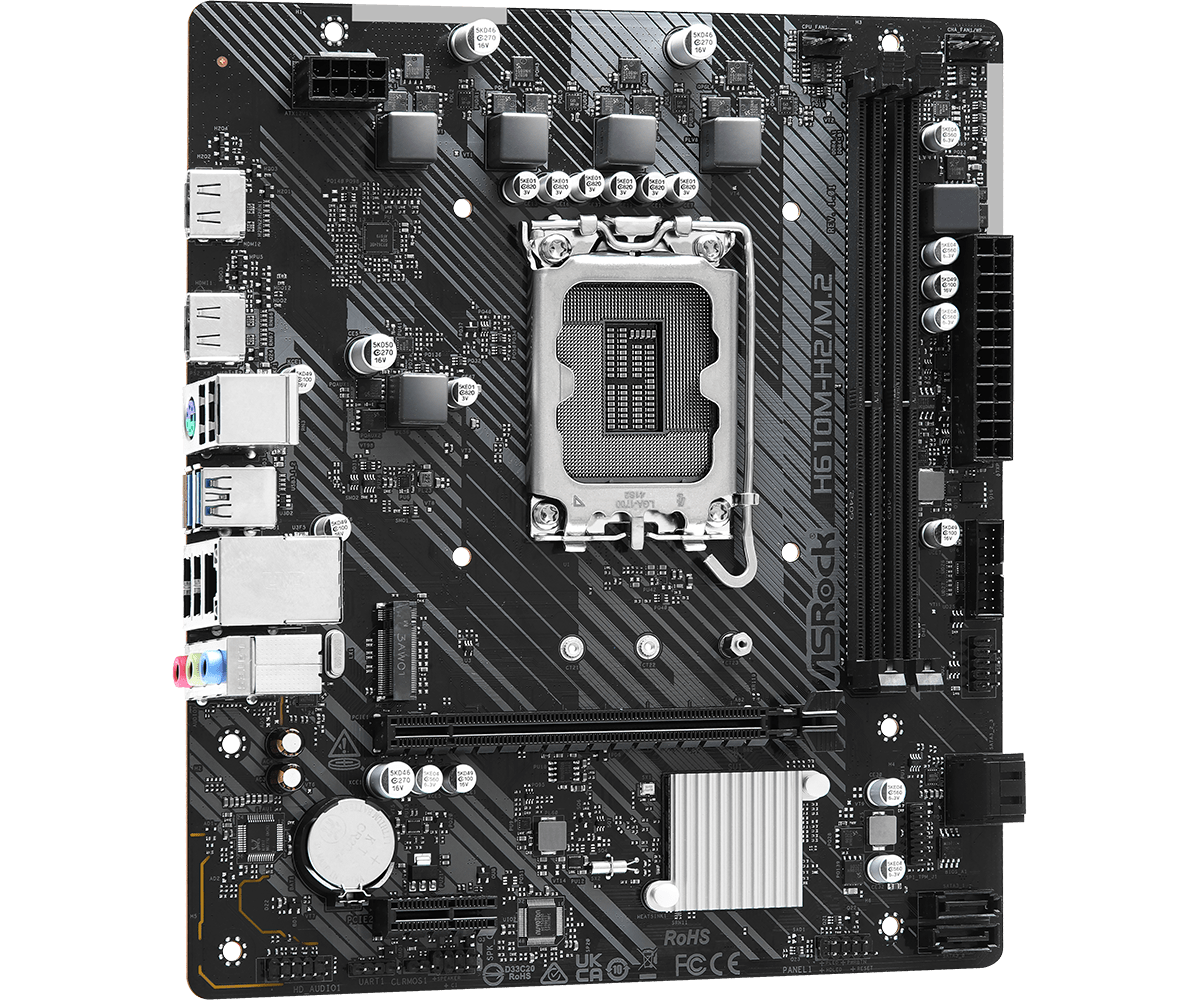 Материнская плата ASRock H610M-H2/M.2 LGA1700 2xDDR4 4xSATA 1xUM.2 2xHDMI mATX