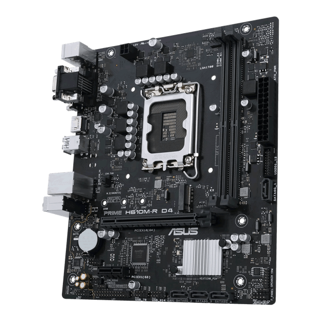 Материнская плата ASUS PRIME  H610M-R D4-SI, LGA1700 2xDDR4 4xSATA3 M.2 1xD-Sub 1xDVI 1xHDMI mATX