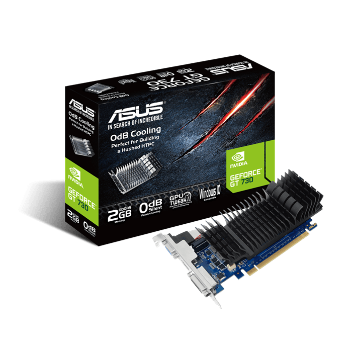 Видеокарта ASUS GeForce  GT730 2Gb 64bit GDDR5 902/1605 DVI HDMI HDCP PCI-E GT730-SL-2GD5-BRK