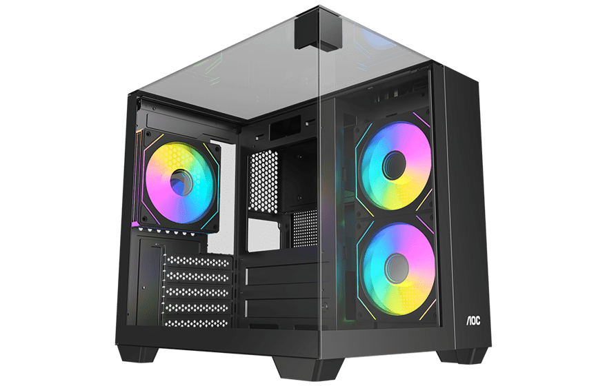 Корпус AOC CG389B 3F M-ATX/ITX 1xUSB2.0 1xUSB3.0 1xType-C 1xAudio/Mic Черный AOC-CG389-BF3V1R0T3-G