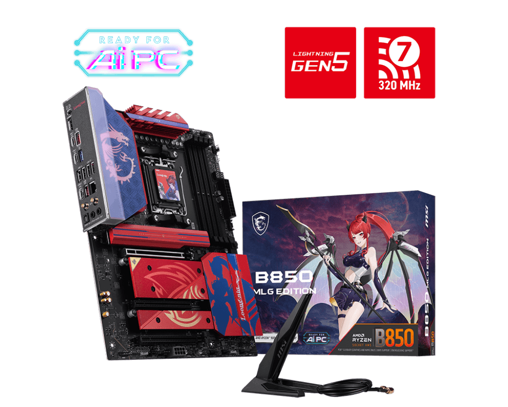 Материнская плата MSI B850 MLG EDITION AM5 4xDDR5 4xSATA3 RAID 4xM.2 HDMI 3xType-C ATX
