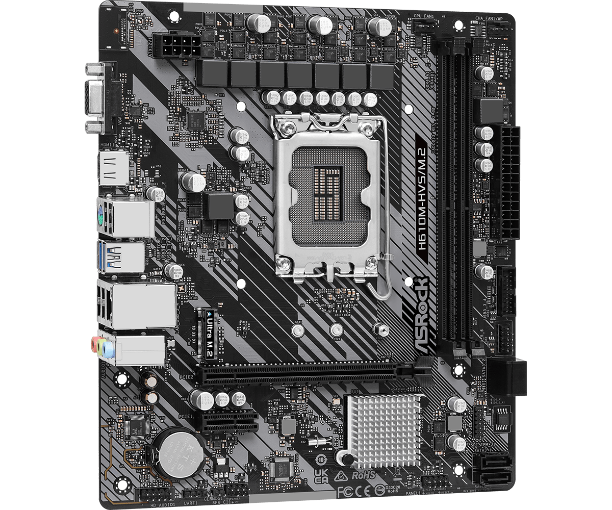 Материнская плата ASRock H610M-HVS/M.2 R2.0 LGA1700 2xDDR4 4xSATA M.2 D-Sub HDMI mATX