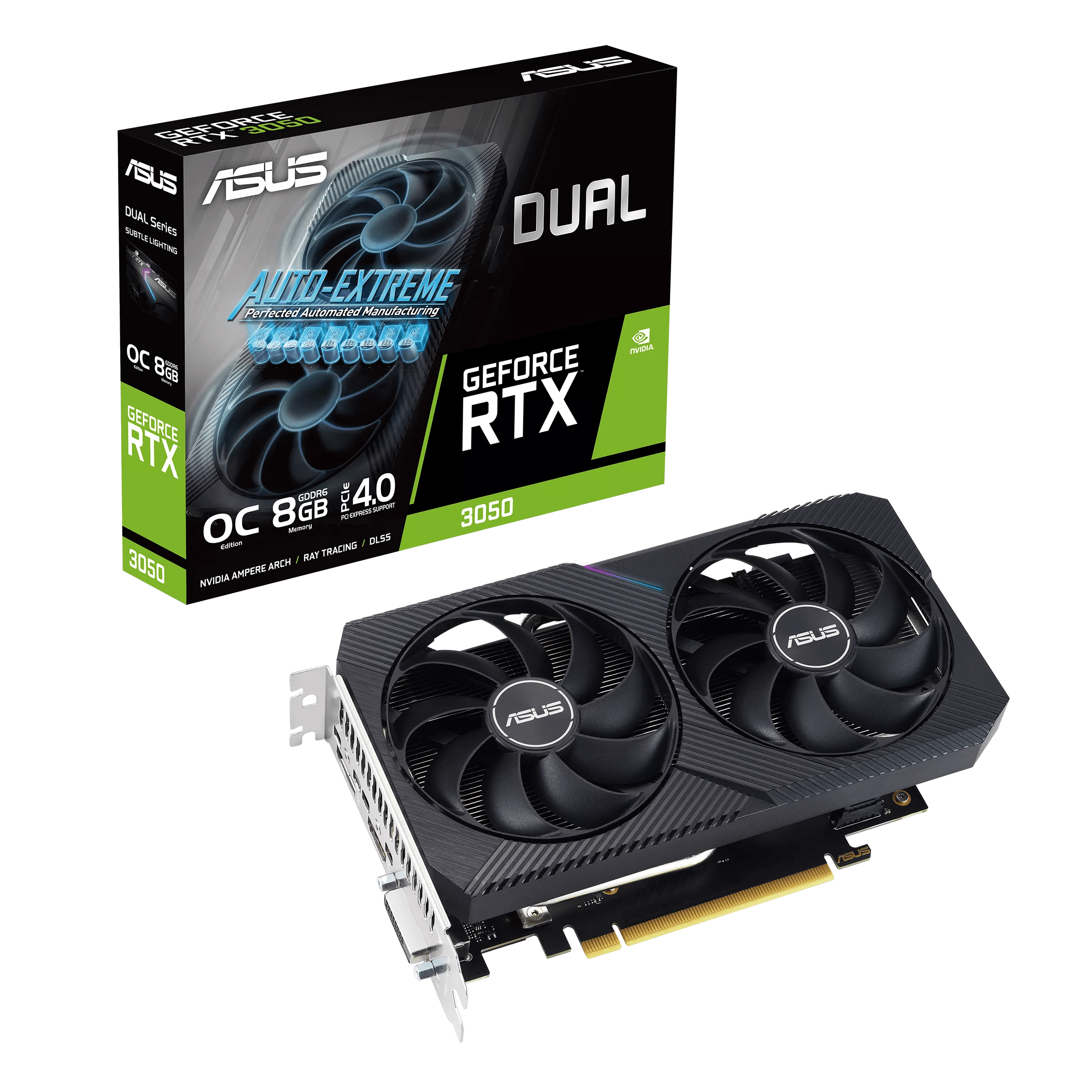 Видеокарта ASUS GeForce RTX3050 OC GDDR6 8GB 128-bit HDMI 1xDVI 1xHDMI 1xDP DUAL-RTX3050-O8G-V2