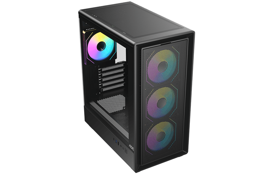 Корпус AOC CG450B 4F M-ATX/ITX 1xUSB2.0 1xUSB3.0 1xType-C 1xAudio/Mic Черный AOC-CG450-BF4V1R0UD-G