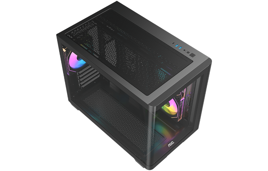 Корпус AOC CG355B 3F M-ATX/ITX 2xUSB3.0 1xType-C 1xAudio/Mic Черный AOC-CG355-BF3V1R0W2-G