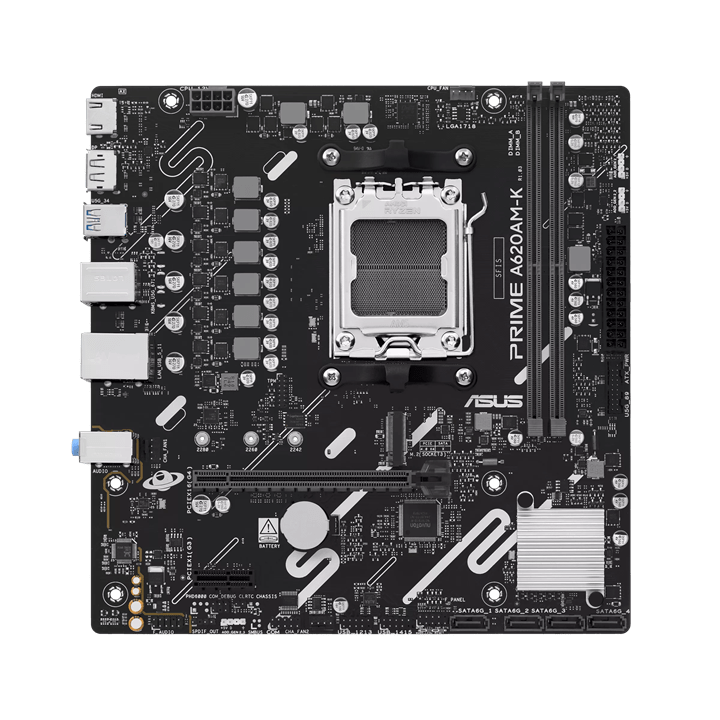 Материнская плата ASUS PRIME A620AM-K AMD A620A AM5 2xDDR5 4xSATA3 RAID M.2 HDMI DP mATX