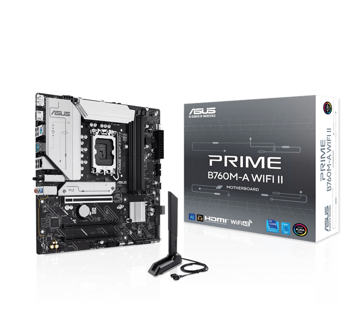 Материнская плата ASUS PRIME B760M-A WIFI II, LGA1700 4xDDR5 4xSATA3 2xM.2 RAID 1xHDMI 1xDP mATX