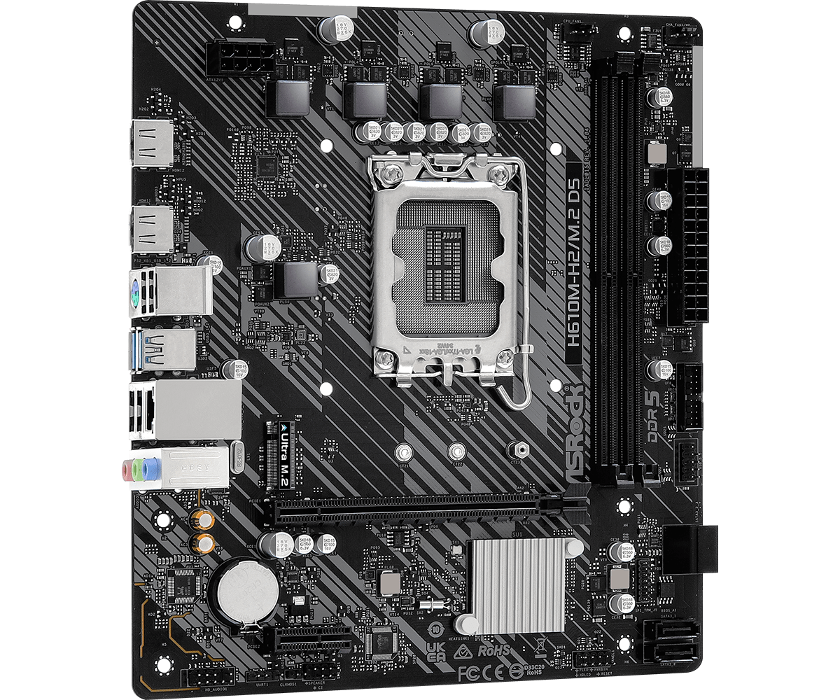 Материнская плата ASRock H610M-H2/M.2 D5 LGA1700 2xDDR5 4xSATA M.2 2xHDMI mATX