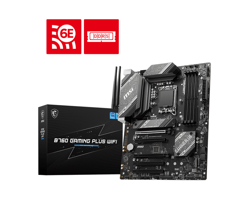 Материнская плата MSI B760 GAMING PLUS WIFI LGA1700 B760 4xDDR5 4xSATA3 RAID 2xM.2 HDMI DP ATX
