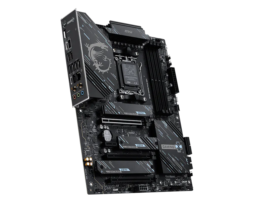 Материнская плата MSI X870E GAMING PLUS WIFI AM5 4xDDR5 4xSATA3 RAID 3xM.2 HDMI 2xType-C(DP) ATX