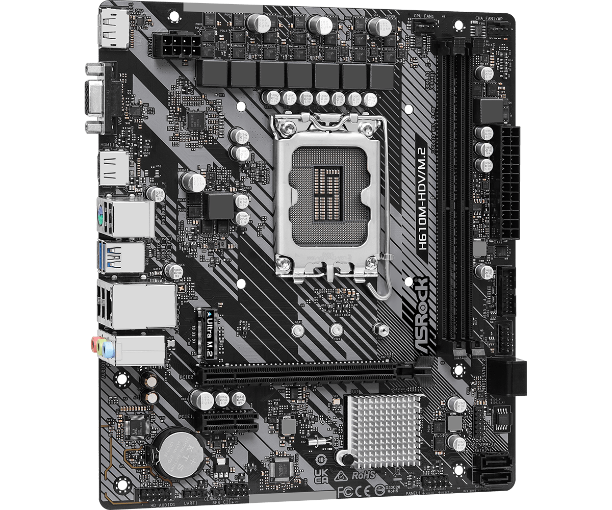 Материнская плата ASRock H610M-HDV/M.2 R2.0 LGA1700 2xDDR4 4xSATA M.2 D-Sub HDMI DP mATX