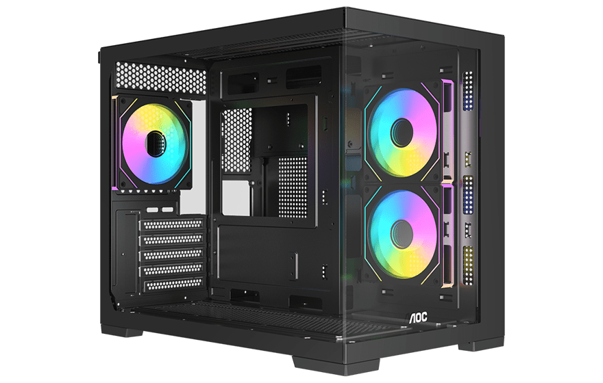 Корпус AOC CG392B 3F M-ATX/ITX 1xUSB2.0 1xUSB3.0 1xType-C 1xAudio/Mic Черный AOC-CG392-BF3V2R0T2-G