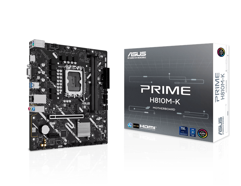 Материнская плата ASUS PRIME H810M-K, LGA1851 H810 2xDDR5 4xSATA 1xM.2 1xPCIe 4.0 HDMI D-Sub mATX