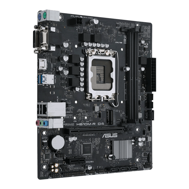 Материнская плата ASUS PRIME  H610M-R D4-SI, LGA1700 2xDDR4 4xSATA3 M.2 1xD-Sub 1xDVI 1xHDMI mATX