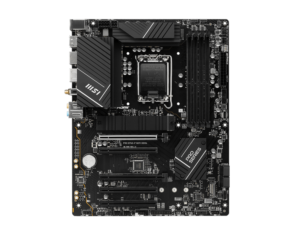 Материнская плата MSI PRO B760-P WIFI DDR4 LGA1700 4xDDR4 4xSATA3 RAID 2xM.2 HDMI DP ATX