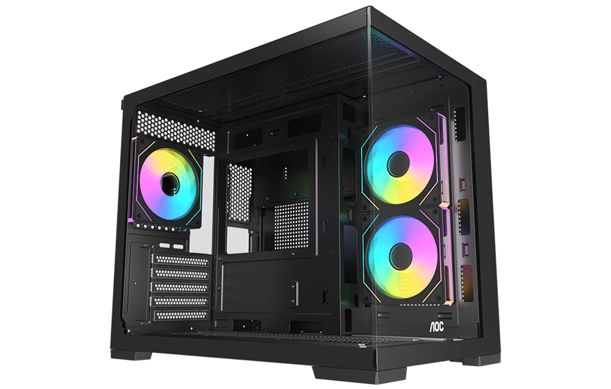 Корпус AOC CG392B 3F M-ATX/ITX 1xUSB2.0 1xUSB3.0 1xType-C 1xAudio/Mic Черный AOC-CG392-BF3V2R0T2-G