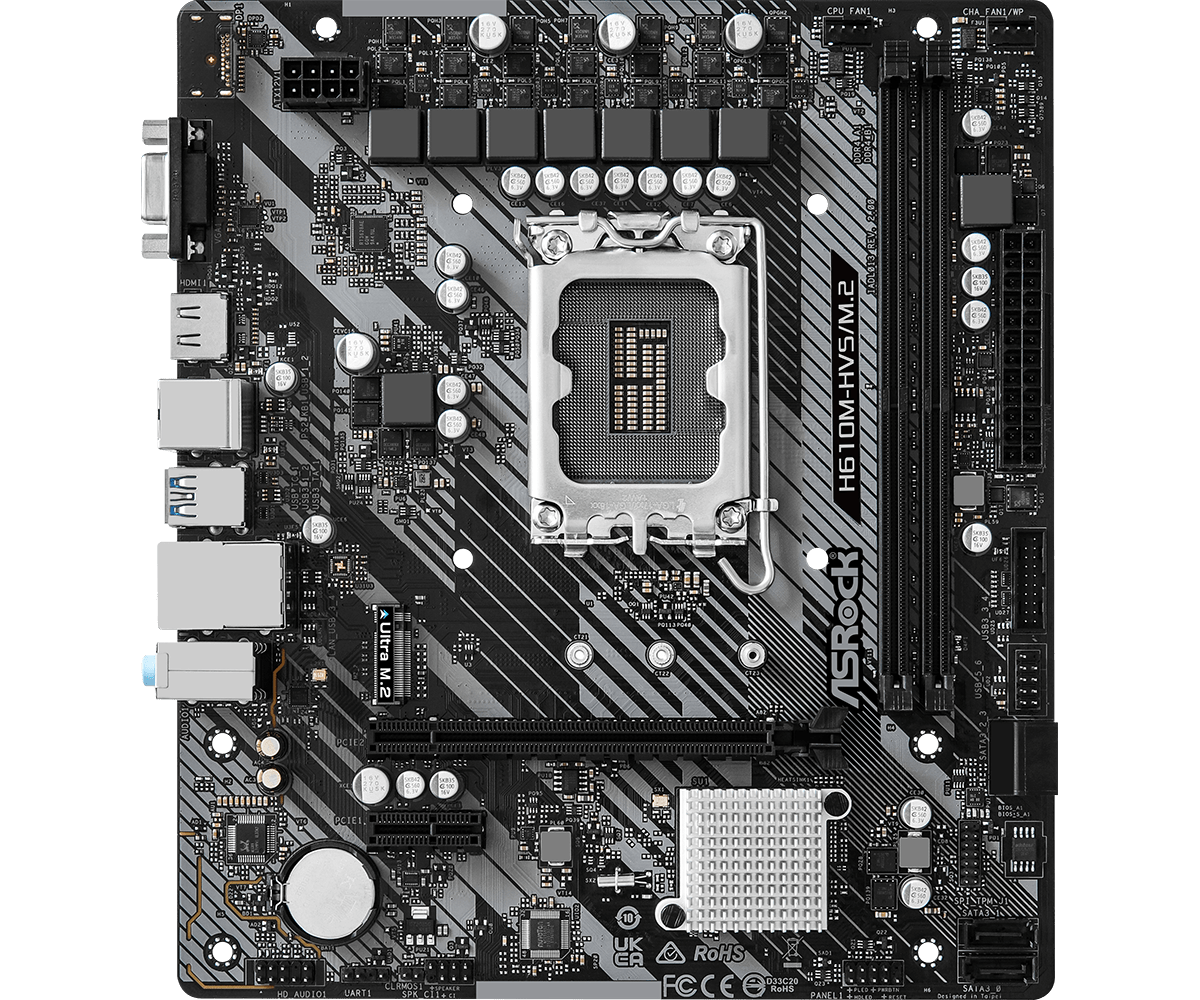 Материнская плата ASRock H610M-HVS/M.2 R2.0 LGA1700 2xDDR4 4xSATA M.2 D-Sub HDMI mATX