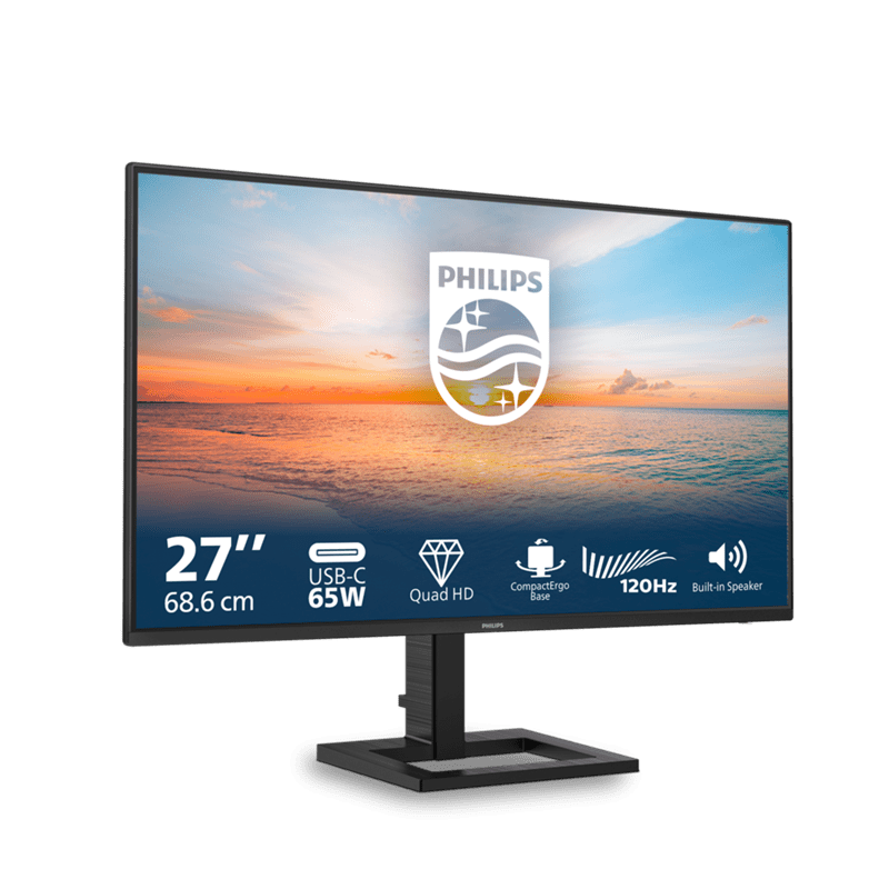 Монитор 27" PHILIPS 27E1N1600AE/01 IPS 2560x1440 120Hz 1мс 350кд/м 1500:1 1xHDMI 1xUSB-C 2x2W Black