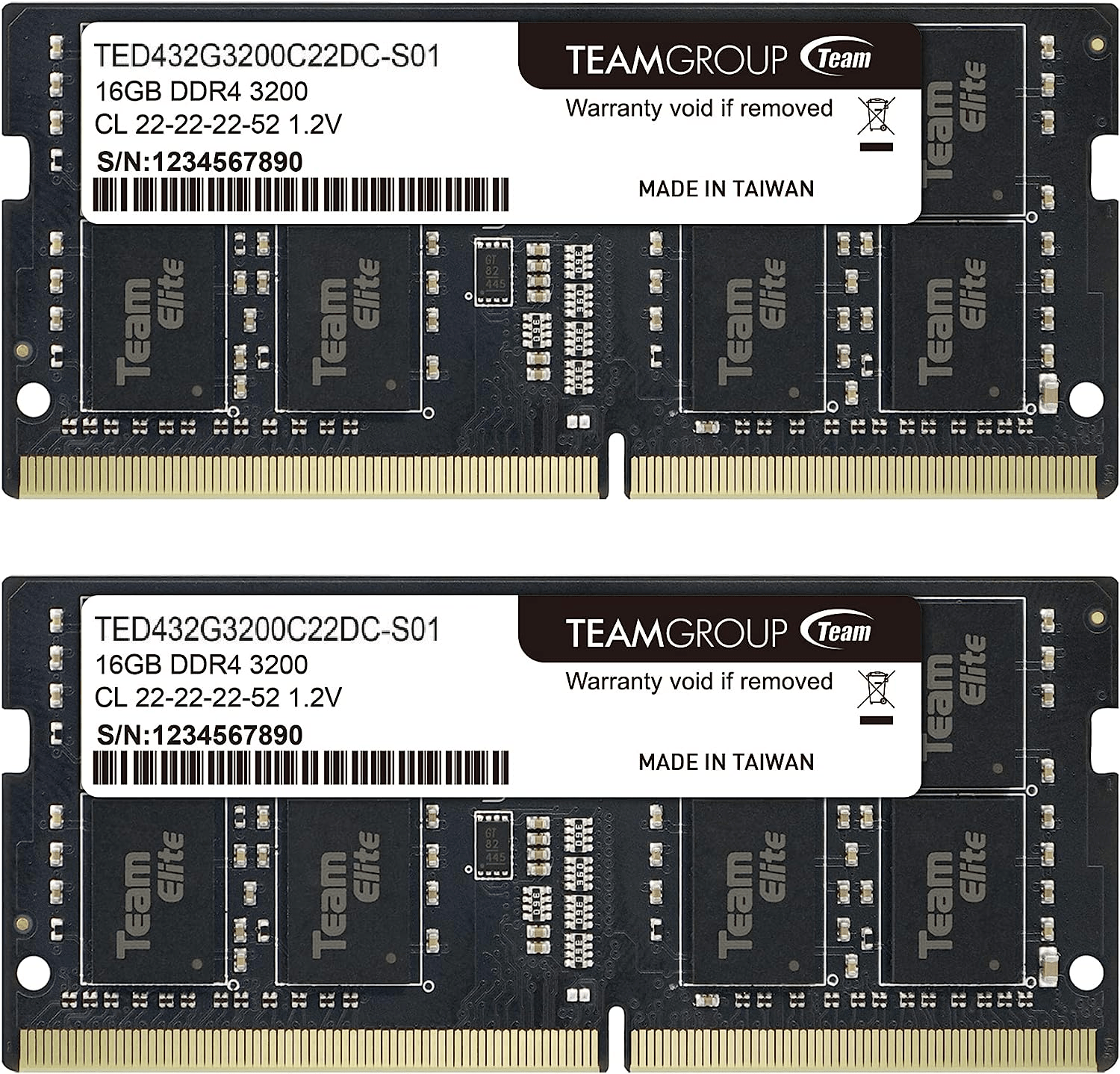 Оперативная память для ноутбука 32GB Kit (2x16GB) DDR4 3200Mhz TG ELITE SO-DIMM TED432G3200C22DC-S01