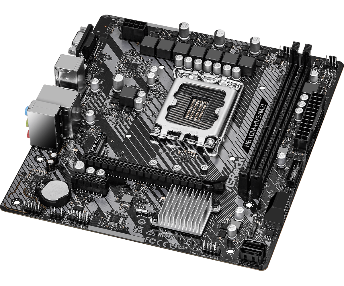 Материнская плата ASRock H610M-HVS/M.2 R2.0 LGA1700 2xDDR4 4xSATA M.2 D-Sub HDMI mATX