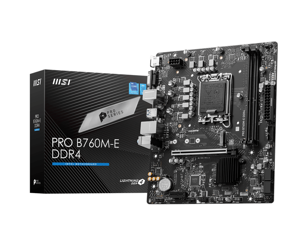 Материнская плата MSI PRO B760M-E DDR4 LGA1700 2xDDR4 4xSATA3 M.2 VGA HDMI mATX