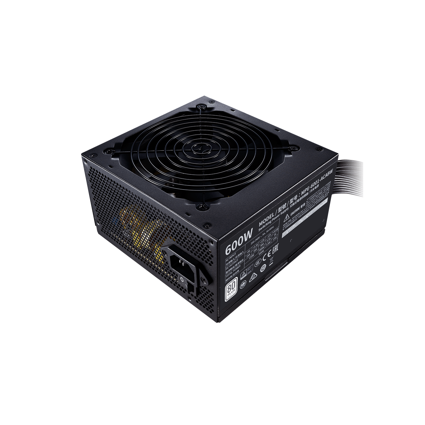 Блок питания CoolerMaster  600W, MWE 600 White V2, Non Modular, КПД 85%, Черный, MPE-6001-ACABW-EU
