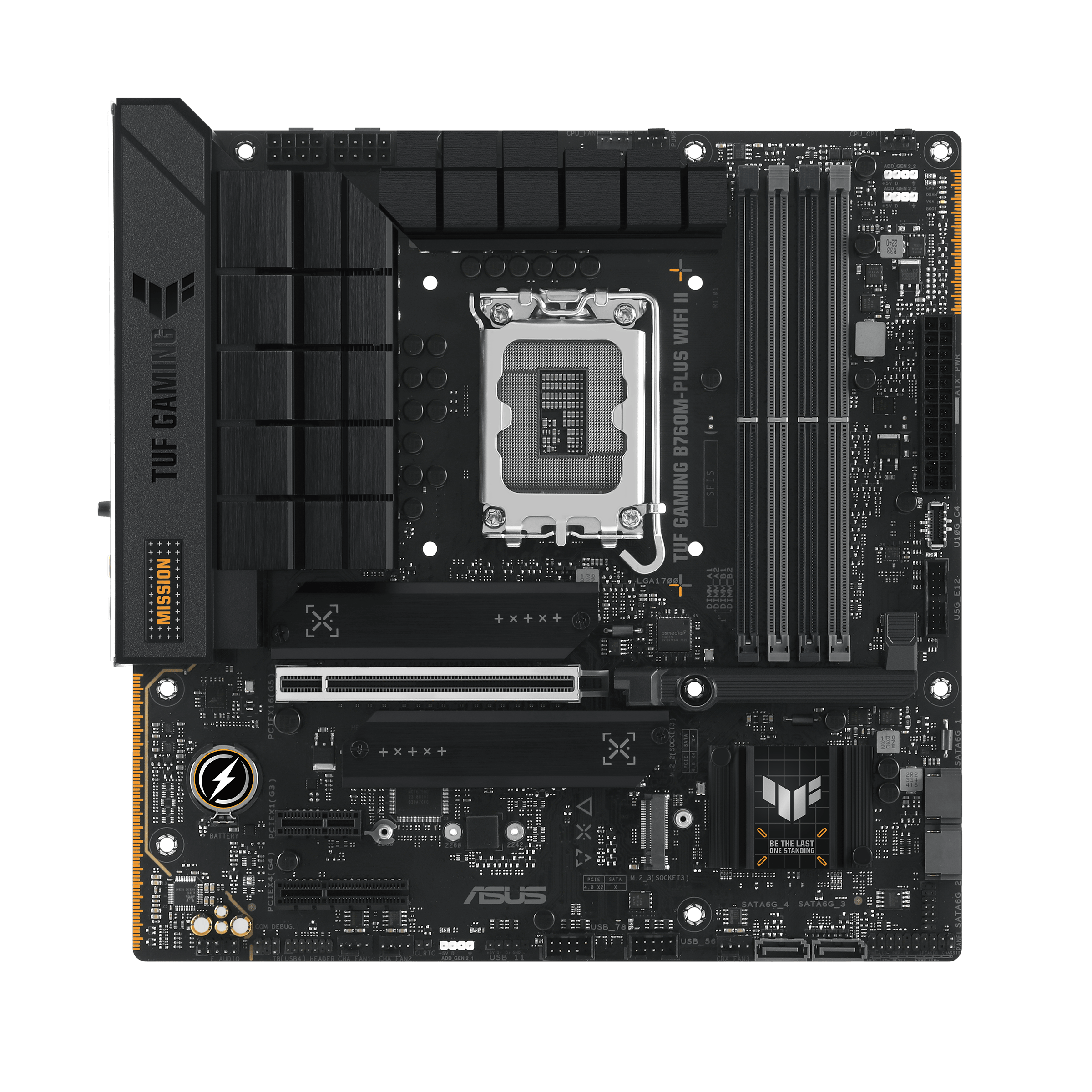 Материнская плата ASUS TUF GAMING B760M-PLUS WIFI II, LGA1700 4xDDR5 4xSATA3 3xM.2 RAID HDMI DP mATX