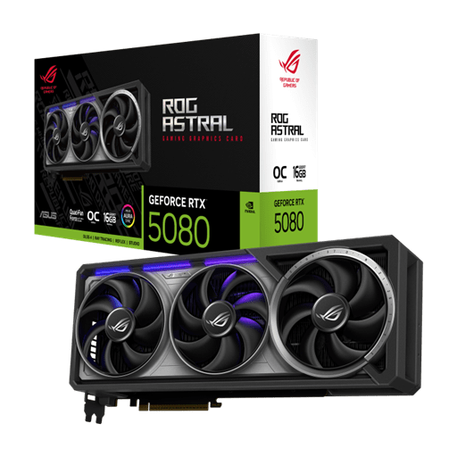 Видеокарта ASUS GeForce RTX5080 16Gb, ROG ASTRAL GDDR7 OC 2HDMI 3DP ROG-ASTRAL-RTX5080-O16G-GAMING