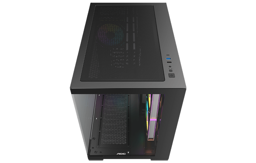 Корпус AOC CG392B 3F M-ATX/ITX 1xUSB2.0 1xUSB3.0 1xType-C 1xAudio/Mic Черный AOC-CG392-BF3V2R0T2-G