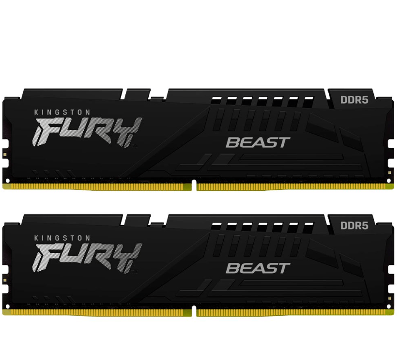 Оперативная память  32GB Kit (2x16) DDR5 6000MHz Kingston FURY Beast Black EX CL36 KF560C36BBE2K2-32