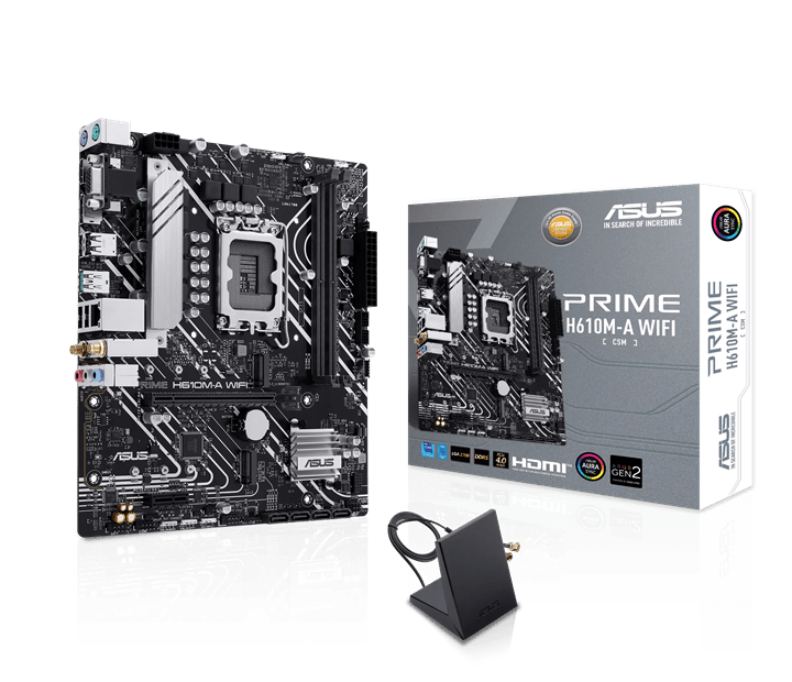 Материнская плата ASUS PRIME H610M-A WIFI, LGA1700 2xDDR5 4xSATA3 2xM.2 D-Sub HDMI DP mATX