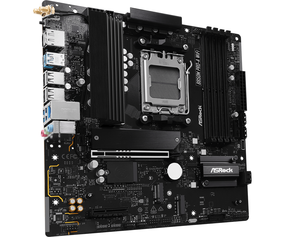 Материнская плата ASRock B850M PRO-A WIFI AM5 4xDDR5 4xSATA 3xM.2 15xUSB 1xHDMI 1xDP WiFi6E mATX