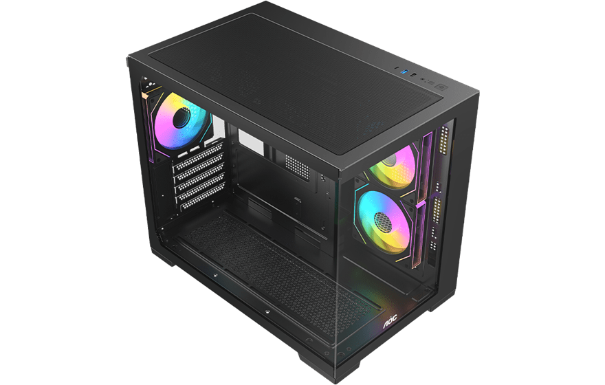 Корпус AOC CG392B 3F M-ATX/ITX 1xUSB2.0 1xUSB3.0 1xType-C 1xAudio/Mic Черный AOC-CG392-BF3V2R0T2-G