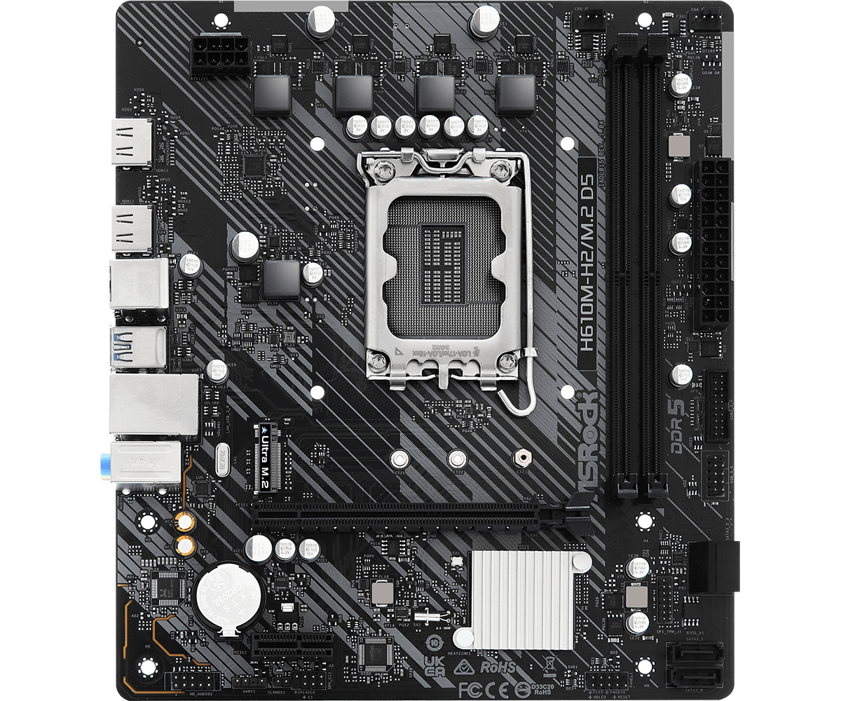 Материнская плата ASRock H610M-H2/M.2 D5 LGA1700 2xDDR5 4xSATA M.2 2xHDMI mATX