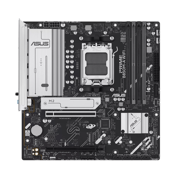 Материнская плата ASUS PRIME B850M-A WIFI, AM5 4xDDR5 4xSATA3 RAID 3xM.2 1хHDMI 2хDP mATX