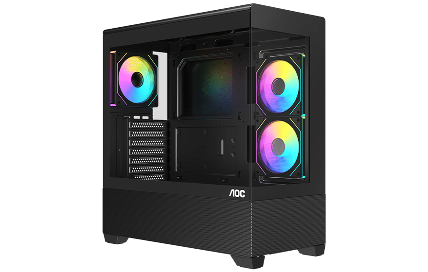 Корпус AOC CG393B 3F ATX/M-ATX/ITX 2xUSB(2.0/3.0) 1xType-C 1xAudio/Mic Черный AOC-CG393-BF3V1R0UD-G