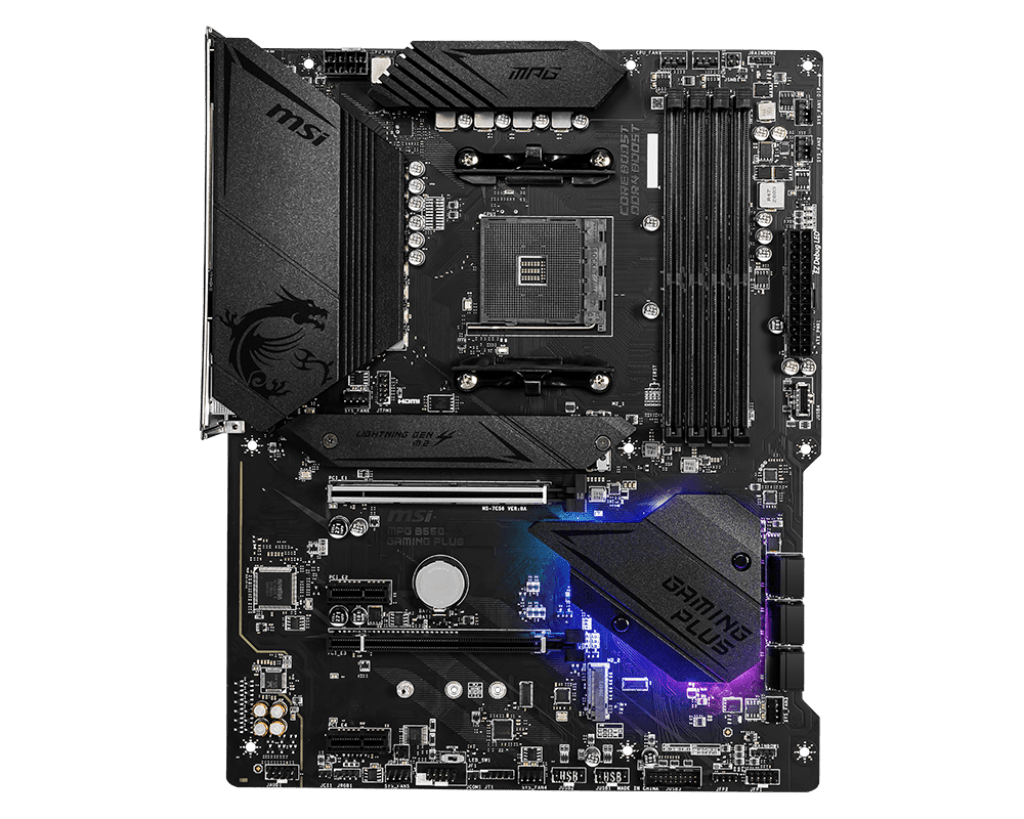 Материнская плата MSI MPG B550 GAMING PLUS AM4 4xDDR4 6xSATA3 RAID 2xM.2 HDMI DP ATX