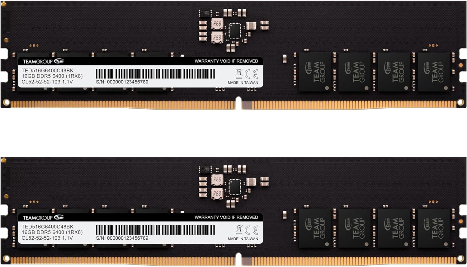Оперативная память 32GB Kit (2x16GB) 6400MHz DDR5 Team Group ELITE PC5-51200 TED532G6400C52DC01