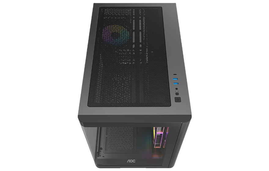 Корпус AOC CG355B 3F M-ATX/ITX 2xUSB3.0 1xType-C 1xAudio/Mic Черный AOC-CG355-BF3V1R0W2-G