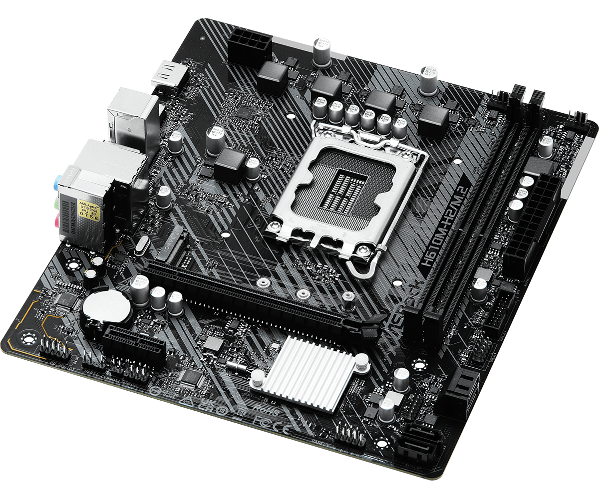 Материнская плата ASRock H610M-H2/M.2 LGA1700 2xDDR4 4xSATA 1xUM.2 2xHDMI mATX