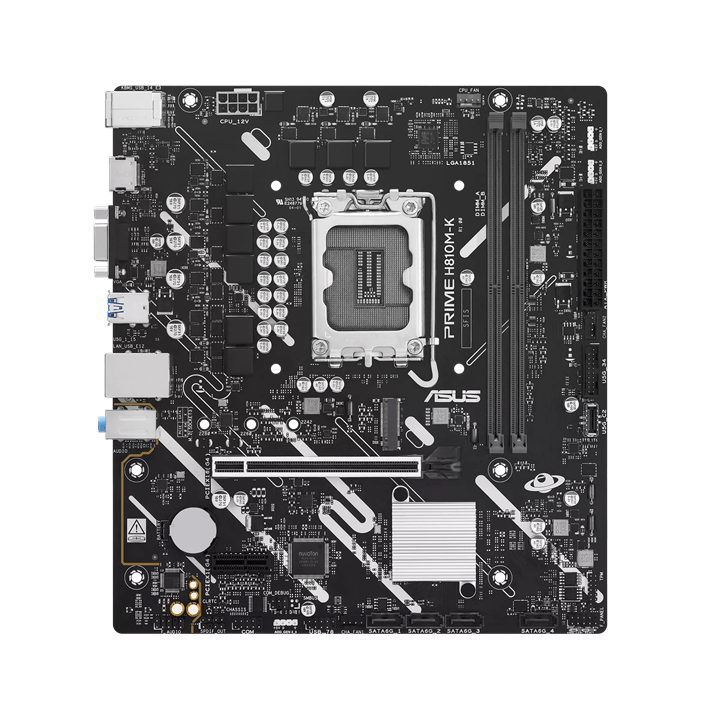 Материнская плата ASUS PRIME H810M-K, LGA1851 H810 2xDDR5 4xSATA 1xM.2 1xPCIe 4.0 HDMI D-Sub mATX