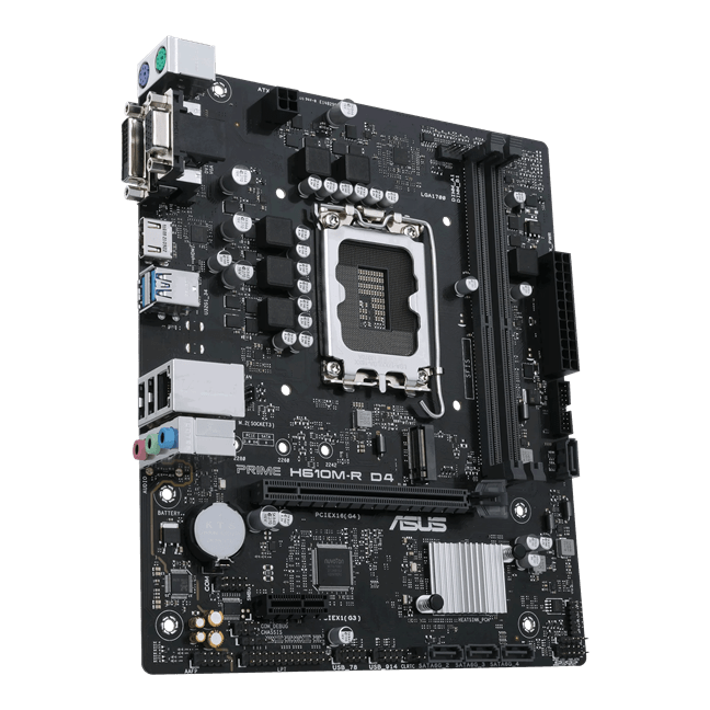 Материнская плата ASUS PRIME  H610M-R D4-SI, LGA1700 2xDDR4 4xSATA3 M.2 1xD-Sub 1xDVI 1xHDMI mATX