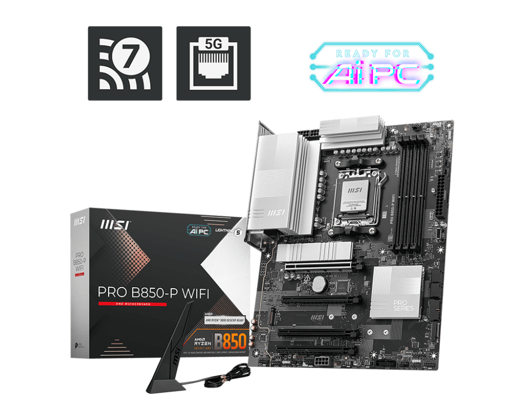 Материнская плата MSI PRO B850-P WIFI AM5 4xDDR5 4xSATA3 RAID 3xM.2 1xHDMI 2xType-C ATX