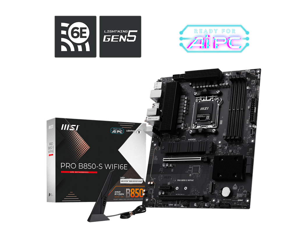 Материнская плата MSI PRO B850-S WIFI6E AM5 4xDDR5 4xSATA RAID 2xM.2 HDMI DP Type-C ATX