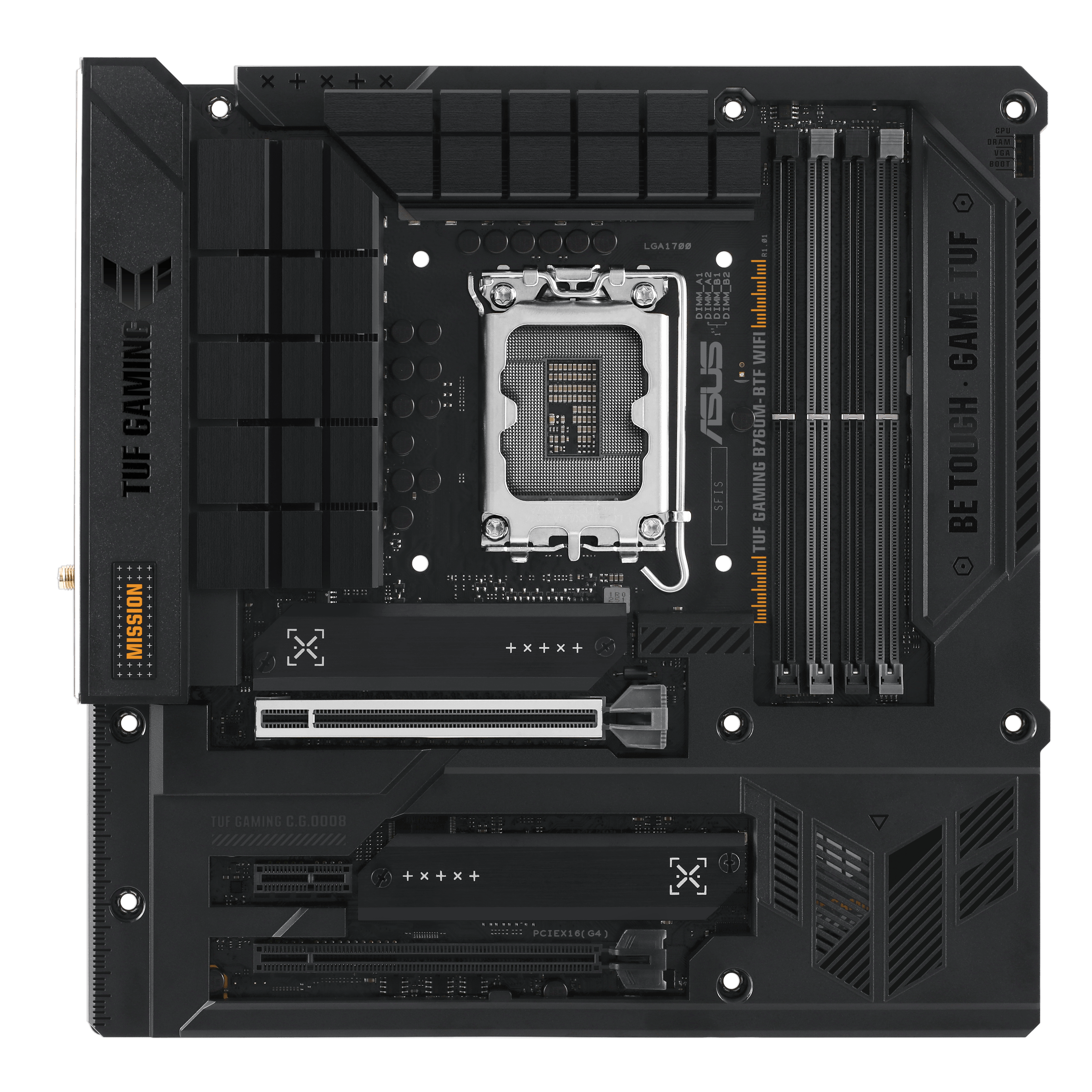 Материнская плата ASUS TUF GAMING B760M-BTF WIFI, LGA1700 4xDDR5 4xSATA3 3xM.2 RAID HDMI DP mATX