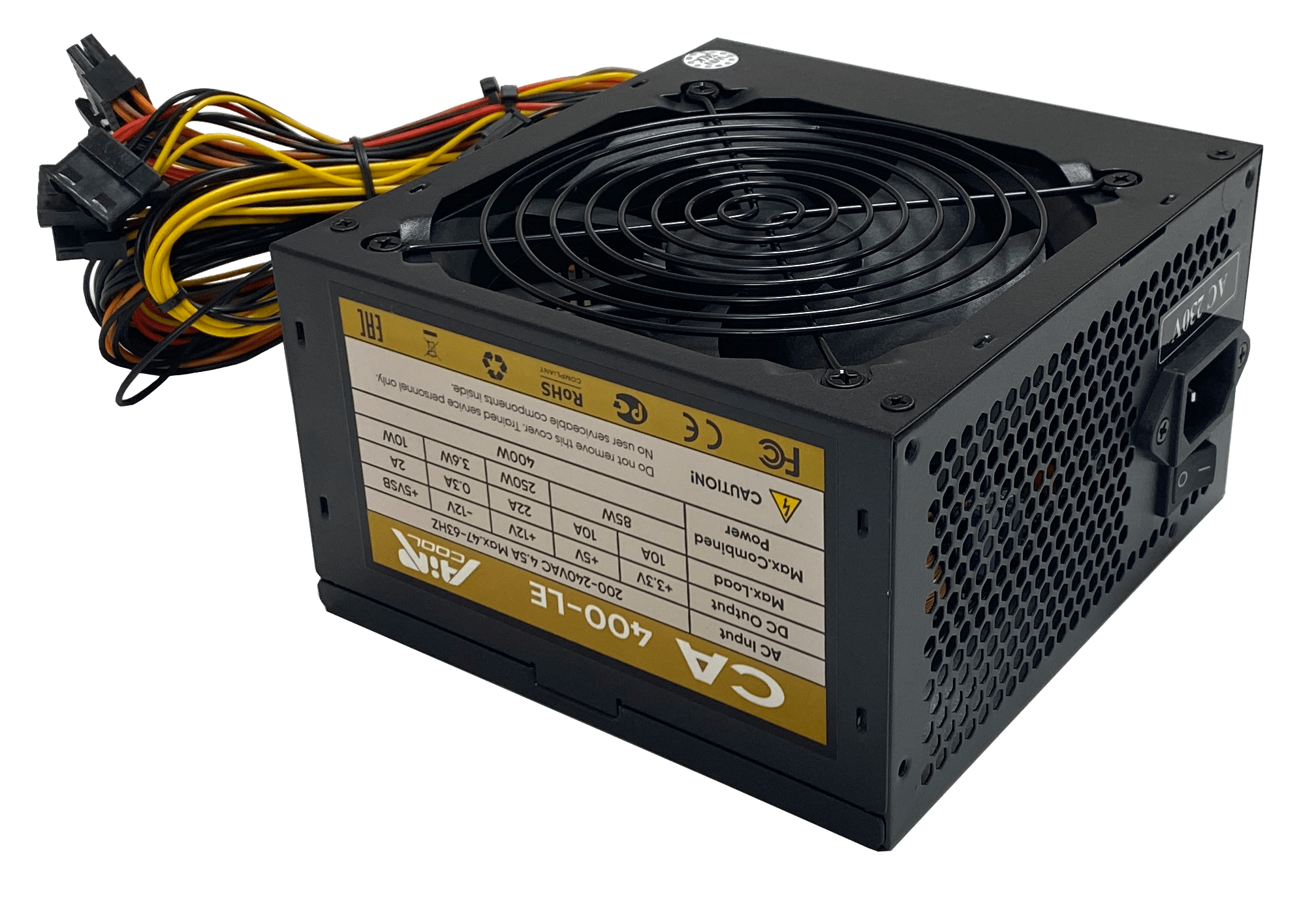 Блок Питания AiR-Cool  400W, Non Modular, ATX, КПД 85%, Fan 120mm, Черный, CA400-LE NMD