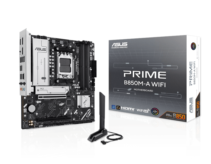 Материнская плата ASUS PRIME B850M-A WIFI, AM5 4xDDR5 4xSATA3 RAID 3xM.2 1хHDMI 2хDP mATX