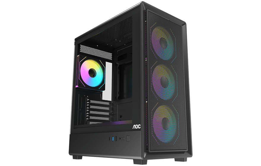 Корпус AOC CG450B 4F M-ATX/ITX 1xUSB2.0 1xUSB3.0 1xType-C 1xAudio/Mic Черный AOC-CG450-BF4V1R0UD-G