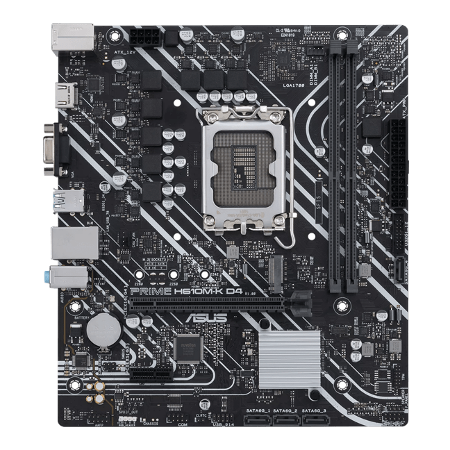Материнская плата ASUS PRIME  H610M-K D4, LGA1700 2xDDR4 4xSATA3 M.2 1xD-Sub 1xHDMI mATX